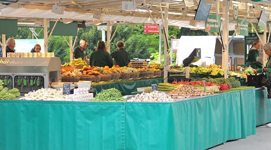 Unser Marktstand auf dem Wochenmarkt in Warendorf